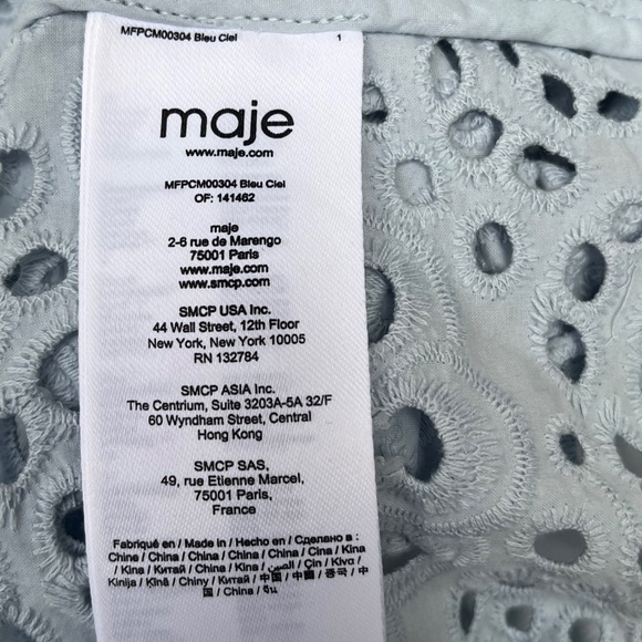 Maje Guipure Lace Top - Size 3 (Large, fits like Medium) Pale Blue / White - Picture 7 of 14
